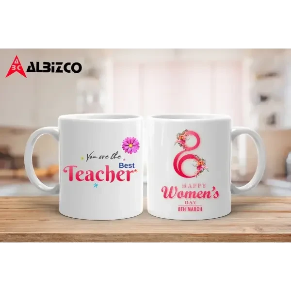 Ceramic Mugs - Women’s Day Special - Best Teacher / White -